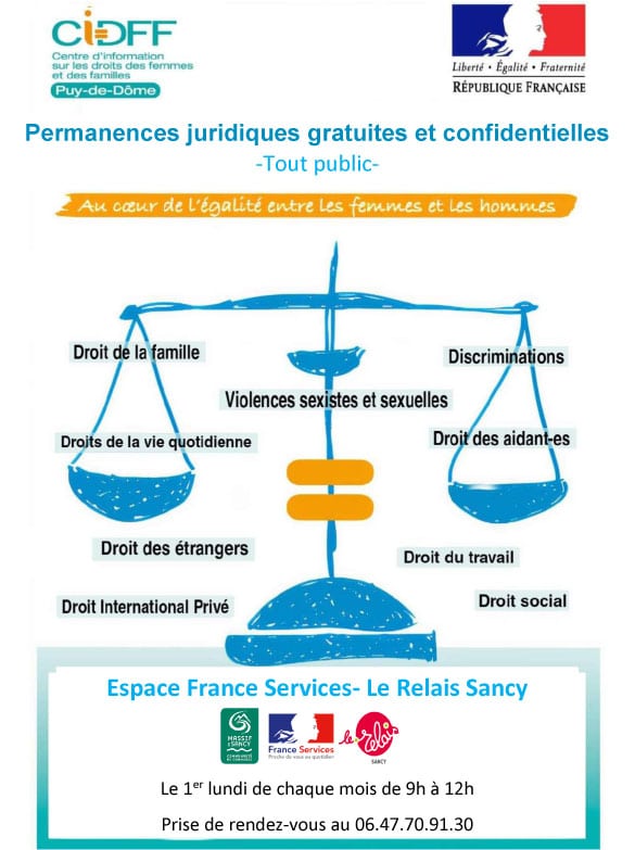 Permanence du CIDFF – Centre d’Information sur le Droit des Femmes et des Familles du Puy de Dôme