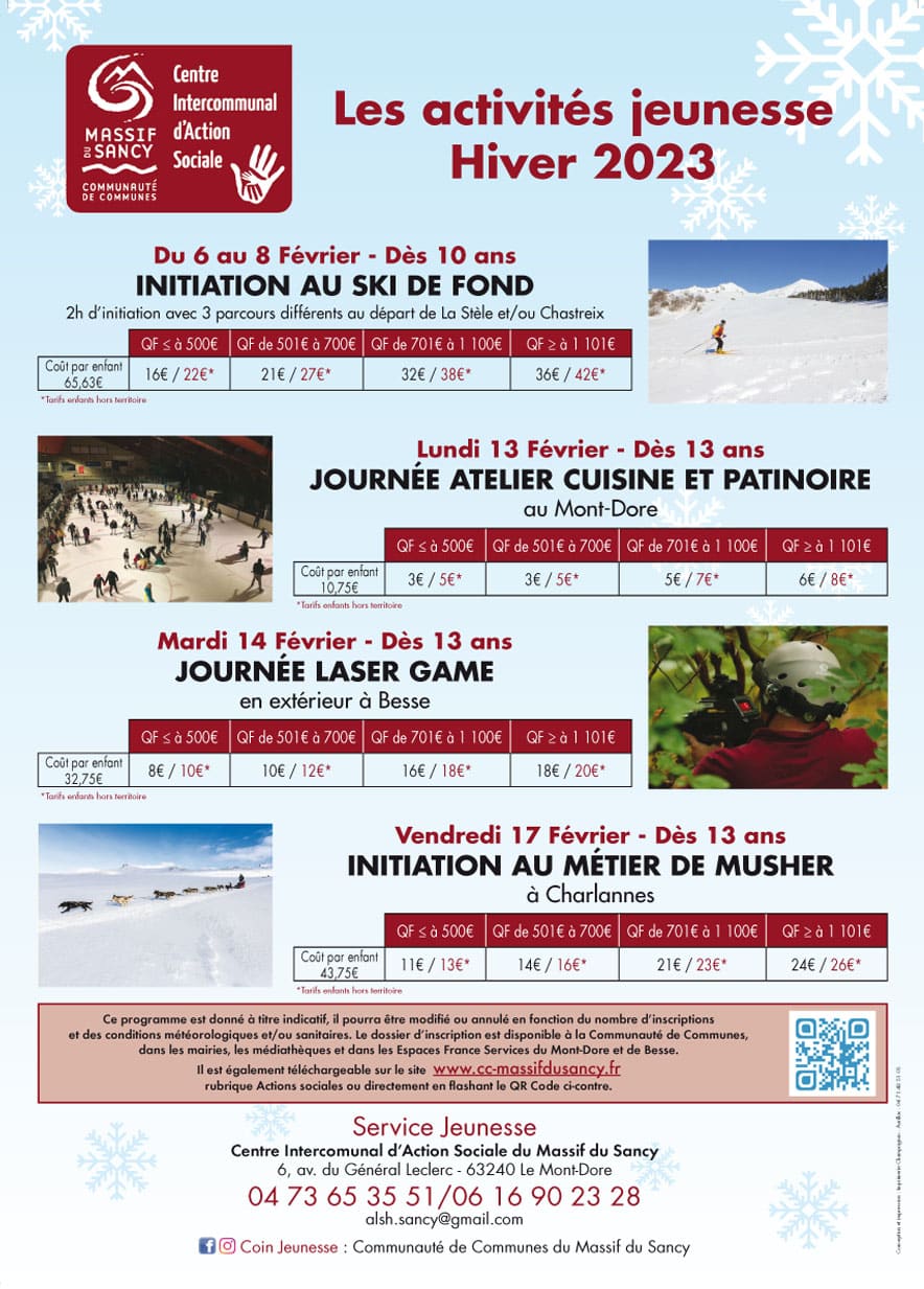 Programme des activités jeunesse pour l'hiver 2023