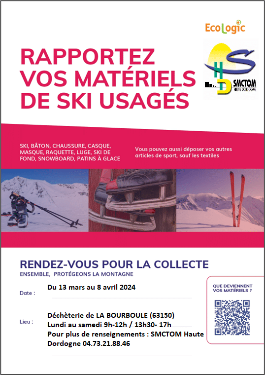 Collecte de matériel de ski usagés pour tri avec Ecologic